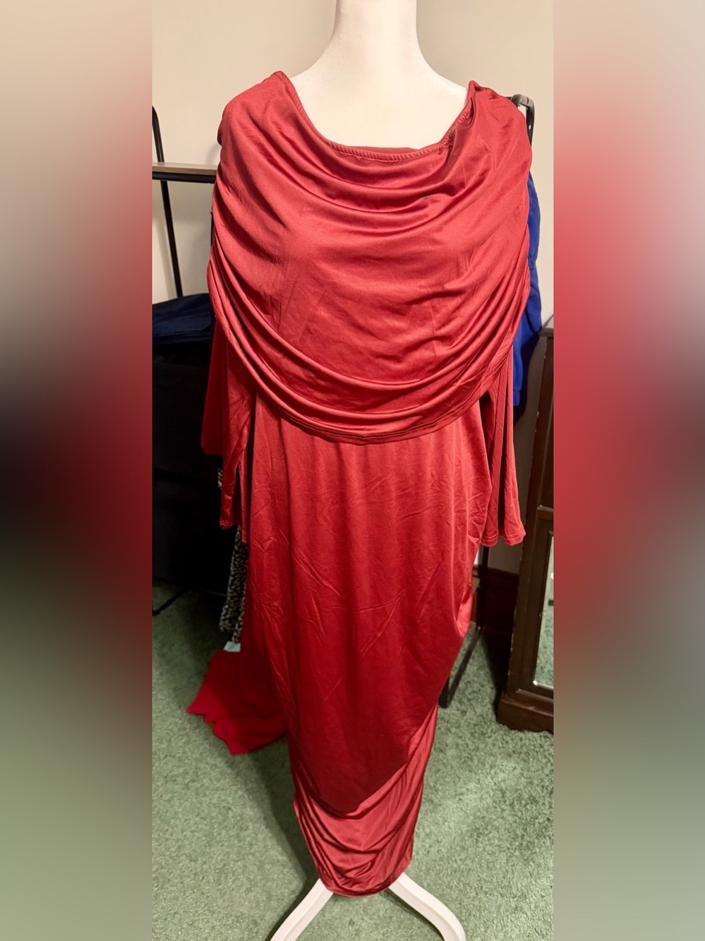 Draped Midi Dress in Red Size 4XL